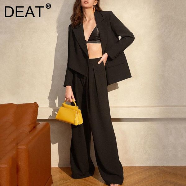 women's two piece pants deat 2021 fashion notched long sleeve asymmetrical thin suit and wide leg two-piece spring autumn 7e6063, White
women's two piece pants deat 2021 fashion notched long sleeve asymmetrical thin suit and wide leg two-piece spring autumn 7e6063, White