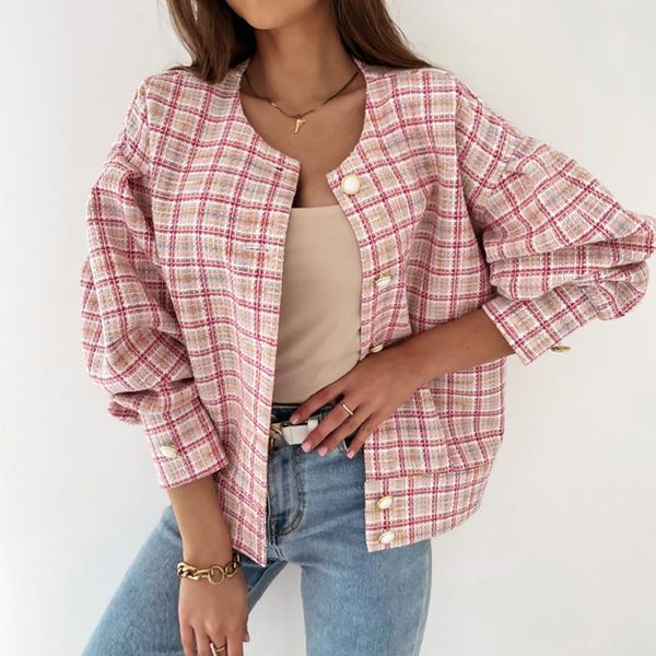 women's jackets female autumn plaid short jacket coat elegant chic single breasted loose high-quality temperament ladies, Black;brown
women's jackets female autumn plaid short jacket coat elegant chic single breasted loose high-quality temperament ladies, Black;brown