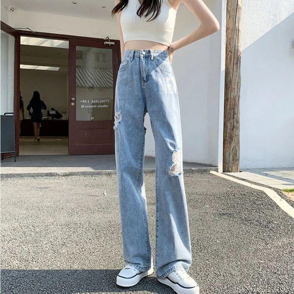 women's jeans 2021 fashion rippde women high waist straight denim mom pants loose jean letter print washed casual female cotton trouser, Blue
women's jeans 2021 fashion rippde women high waist straight denim mom pants loose jean letter print washed casual female cotton trouser, Blue