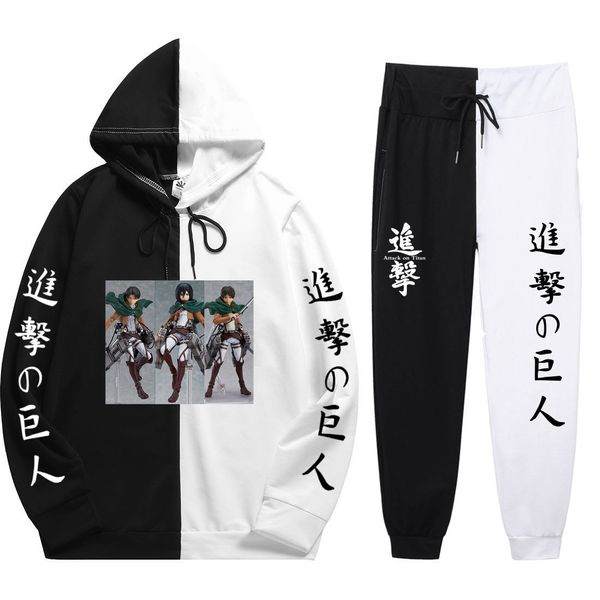 men's hoodies & sweatshirts attack on titan levi two-piece hooded sweatshirt sportswear splicing men's track suit hoodie autumn cl, Black
men's hoodies & sweatshirts attack on titan levi two-piece hooded sweatshirt sportswear splicing men's track suit hoodie autumn cl, Black