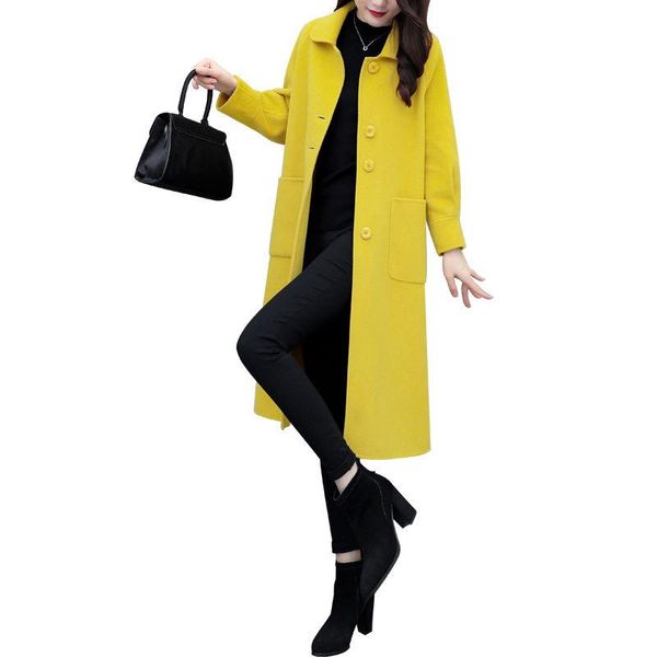 women's wool & blends women woolen coat 2021 female fall winter woole jacket femme wind overcoat long windbreaker plus size b1386, Black
women's wool & blends women woolen coat 2021 female fall winter woole jacket femme wind overcoat long windbreaker plus size b1386, Black