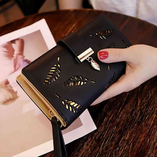 women wallet pu leather purse female long hollow leaves pouch handbag for coin card holders clutch, Red;black
women wallet pu leather purse female long hollow leaves pouch handbag for coin card holders clutch, Red;black