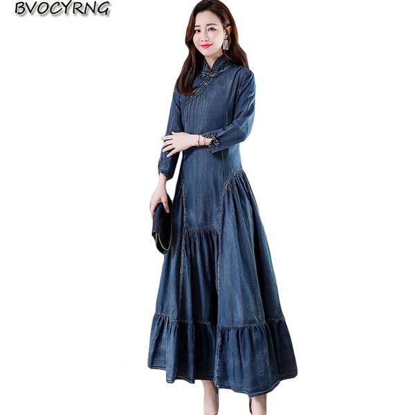 casual dresses retro ethnic style women long big size high-end denim dress spring elegant fashion slim female leisure jeans, Black;gray
casual dresses retro ethnic style women long big size high-end denim dress spring elegant fashion slim female leisure jeans, Black;gray