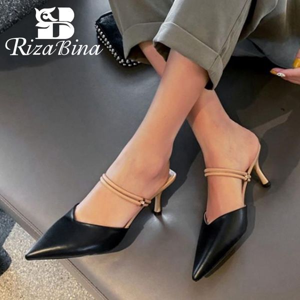 dress shoes rizabina women summer sandals fashion thin high heels slippers ladies' nice genuine leather pointed toe size 34-39, Black
dress shoes rizabina women summer sandals fashion thin high heels slippers ladies' nice genuine leather pointed toe size 34-39, Black