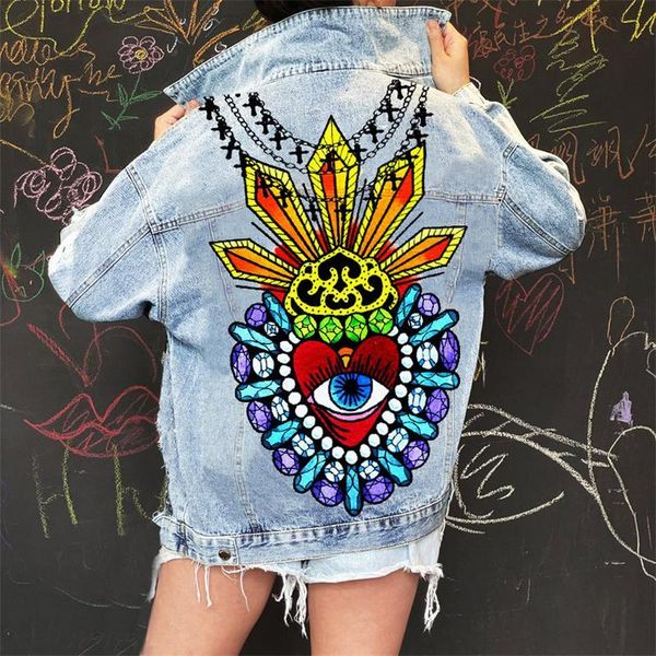 women's jackets 2021 print fashion street girl denim jacket long sleeve lapel drop shoulder autumn and winter women, Black;brown
women's jackets 2021 print fashion street girl denim jacket long sleeve lapel drop shoulder autumn and winter women, Black;brown