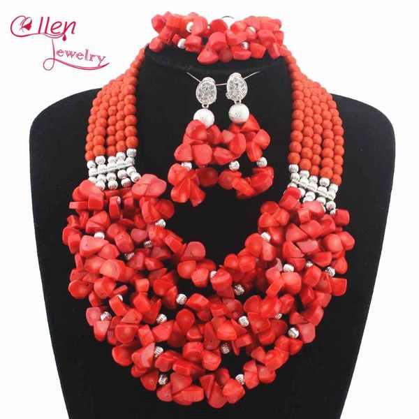 earrings & necklace fashion african beads jewelry set chunky beaded orange coral nigerian wedding bridal w13036, Silver
earrings & necklace fashion african beads jewelry set chunky beaded orange coral nigerian wedding bridal w13036, Silver