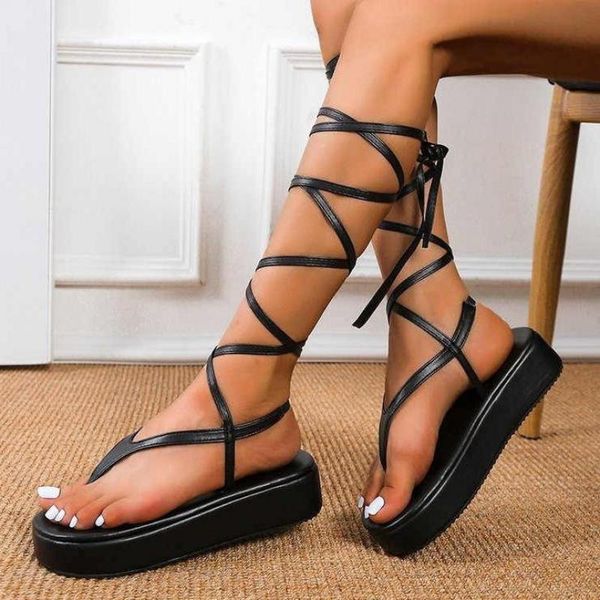 sandals summer ladies wrap ankle lace-up shoes plus size women's gladiator platform wedge cross-lace, Black
sandals summer ladies wrap ankle lace-up shoes plus size women's gladiator platform wedge cross-lace, Black
