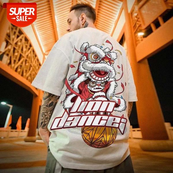 short-sleeved men's trendy national trend chinese style fat brand lion dancing t-shirt loose large size half-sleeved summer white #2h3o, White;black
short-sleeved men's trendy national trend chinese style fat brand lion dancing t-shirt loose large size half-sleeved summer white #2h3o, White;black