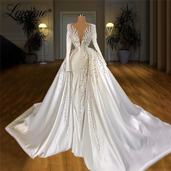 other wedding dresses muslim long luxury 2021 pearls beading elegant sleeves dubai bridal gowns est, White
other wedding dresses muslim long luxury 2021 pearls beading elegant sleeves dubai bridal gowns est, White
