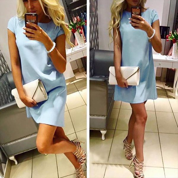 summer fashion casual loose mini women dresses t shirt solid o neck short sleeve elegant party feminina, Black;gray
summer fashion casual loose mini women dresses t shirt solid o neck short sleeve elegant party feminina, Black;gray