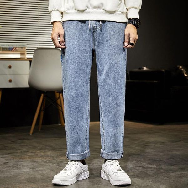 men's jeans straight pants loose wide trendy denim stretch waist casual trousers hong kong boys brand, Blue
men's jeans straight pants loose wide trendy denim stretch waist casual trousers hong kong boys brand, Blue