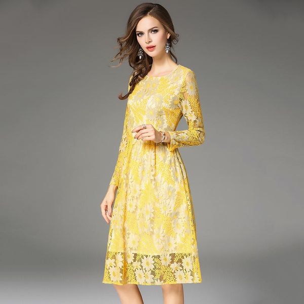 casual dresses autumn elegant ladies lace women yellow hollow out dress long sleeves feminino vestidos plus size 2xl robes n611b, Black;gray
casual dresses autumn elegant ladies lace women yellow hollow out dress long sleeves feminino vestidos plus size 2xl robes n611b, Black;gray