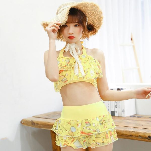 fashion printed chiffon halter two-piece swimsuits korean style girl's short open belly suits
fashion printed chiffon halter two-piece swimsuits korean style girl's short open belly suits