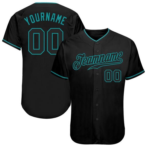 custom black black-aqua authentic baseball jersey, Blue;black