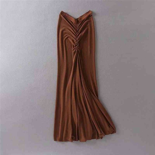 spring summer street fashion women skirts solid color elastic waist front and back pleated thin section was high skirt, Black
spring summer street fashion women skirts solid color elastic waist front and back pleated thin section was high skirt, Black