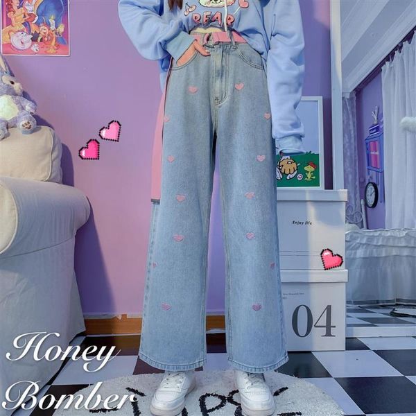 women's jeans women embroidery oversized harajuku elastic high waist korean kawaii leisure washed pockets vintage wide leg female pants, Blue
women's jeans women embroidery oversized harajuku elastic high waist korean kawaii leisure washed pockets vintage wide leg female pants, Blue