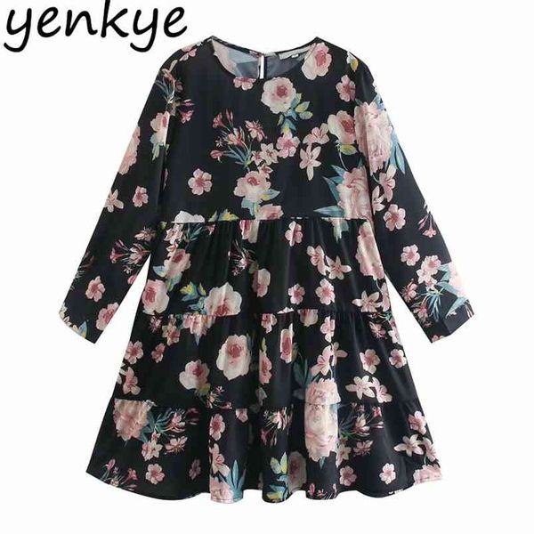 vintage floral print women dress three-quarter sleeve o neck plus size casual summer short vestido 210514, Black;gray 
vintage floral print women dress three-quarter sleeve o neck plus size casual summer short vestido 210514, Black;gray