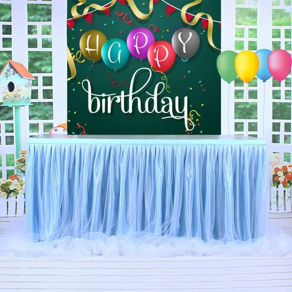 table skirt shining light bule tulle tutu long yarn cloth 3 layer wedding party birthday festive baby shower decoration
table skirt shining light bule tulle tutu long yarn cloth 3 layer wedding party birthday festive baby shower decoration