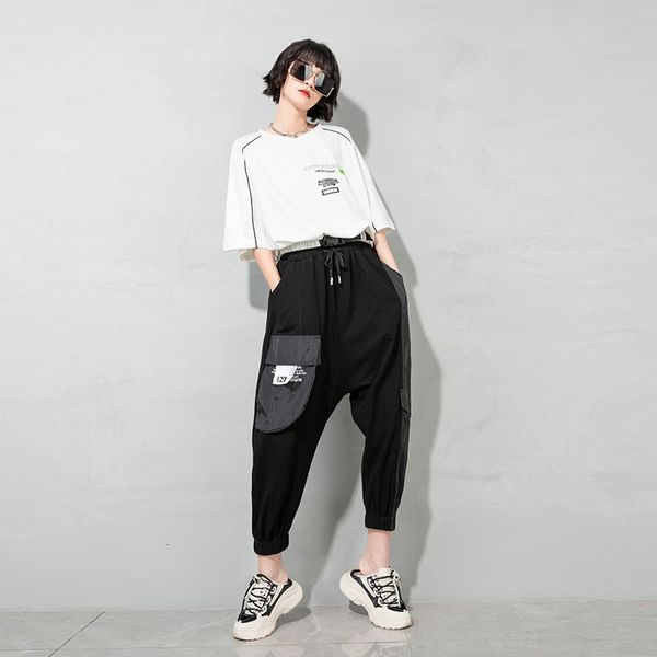 pants trousers 2021 summer splicing elastic waist harlem fashion brand large black capris 216013, Black;white
pants trousers 2021 summer splicing elastic waist harlem fashion brand large black capris 216013, Black;white