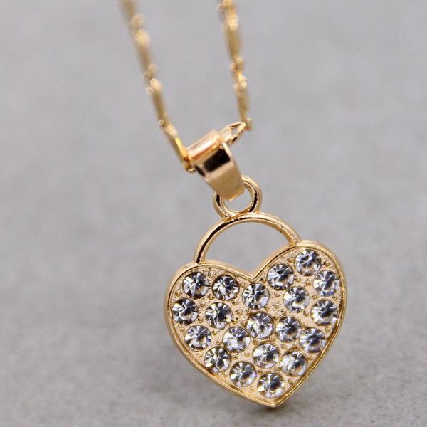 pendant necklaces classic heart lock rhinestone sharped necklace inlaid rhinestones fine jewelry girl gifts, Silver
pendant necklaces classic heart lock rhinestone sharped necklace inlaid rhinestones fine jewelry girl gifts, Silver