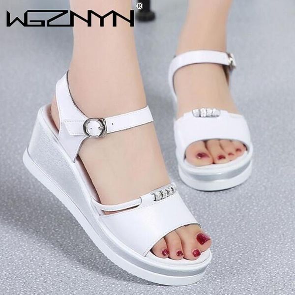 women wedge genuine leather sandals summer bead studded detail platform buckle strap peep toe thick bottom casual shoes dress, Black
women wedge genuine leather sandals summer bead studded detail platform buckle strap peep toe thick bottom casual shoes dress, Black