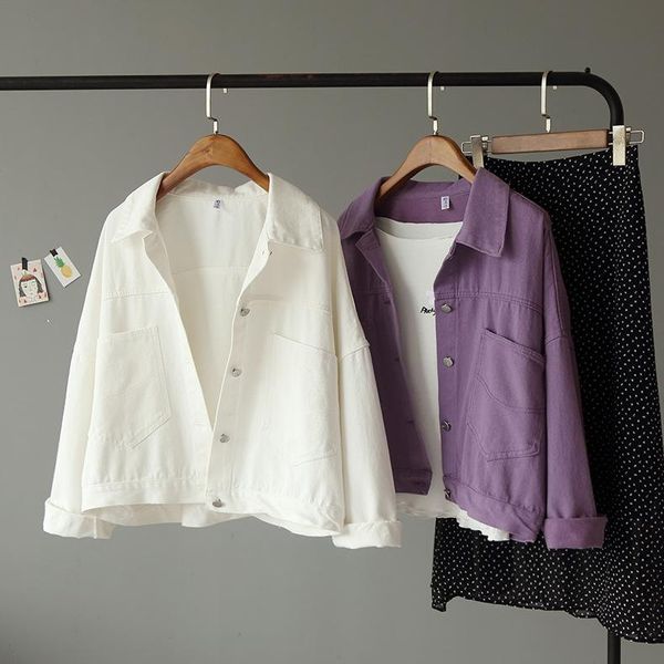 women's jackets coats jeans jacket short candy-color autumn women casual for denim casaco white purple, Black;brown
women's jackets coats jeans jacket short candy-color autumn women casual for denim casaco white purple, Black;brown