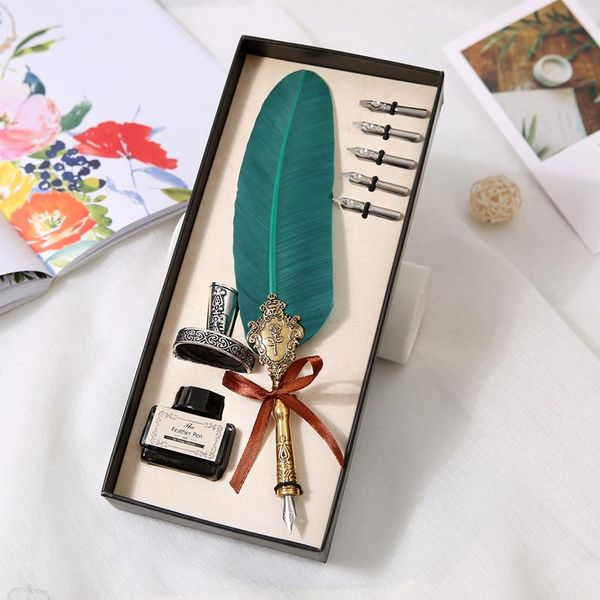 set of english calligraphy feather pens writing ink pen stationery gift box 5 nibs wedding fountain
set of english calligraphy feather pens writing ink pen stationery gift box 5 nibs wedding fountain