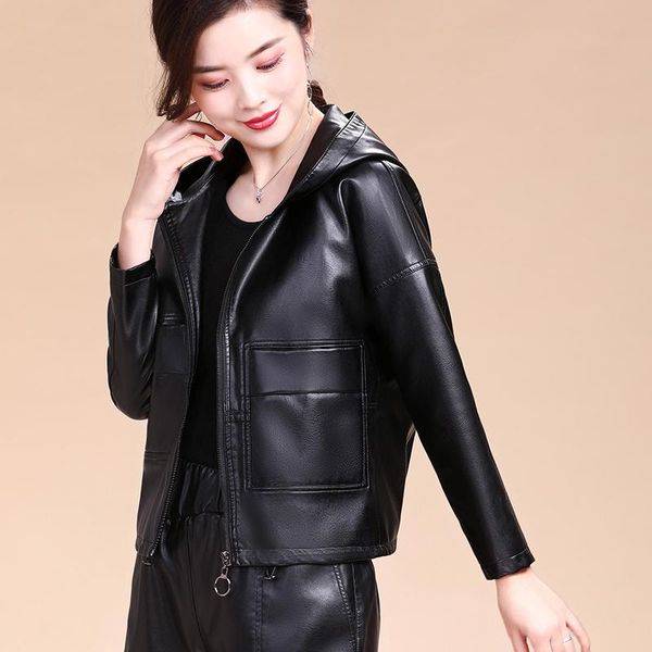 women's leather & faux womens hooded pu jackets ladies loose soft sheepskin coat plus size 5xl female clothing chic outerwear, Black
women's leather & faux womens hooded pu jackets ladies loose soft sheepskin coat plus size 5xl female clothing chic outerwear, Black