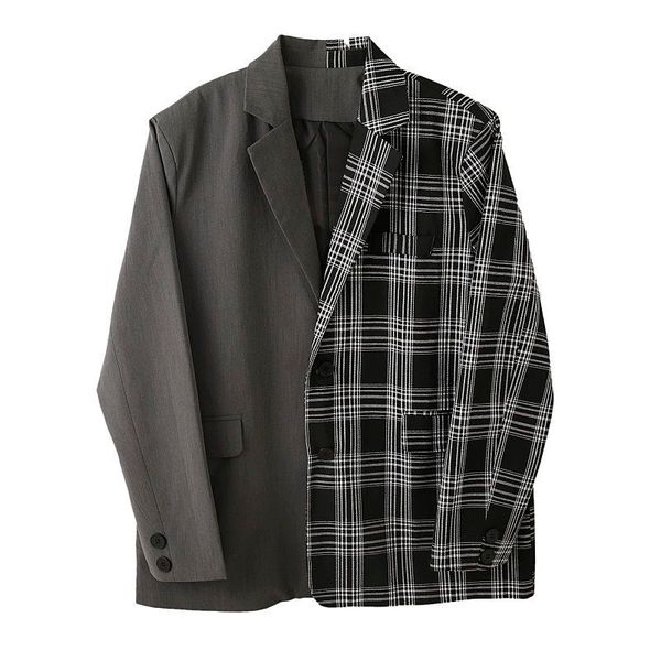 iefb /men's wear fashion contrast color gray plaid print blazers personality all-match loose suit coat big size autumn y4103 210524, White;black
iefb /men's wear fashion contrast color gray plaid print blazers personality all-match loose suit coat big size autumn y4103 210524, White;black