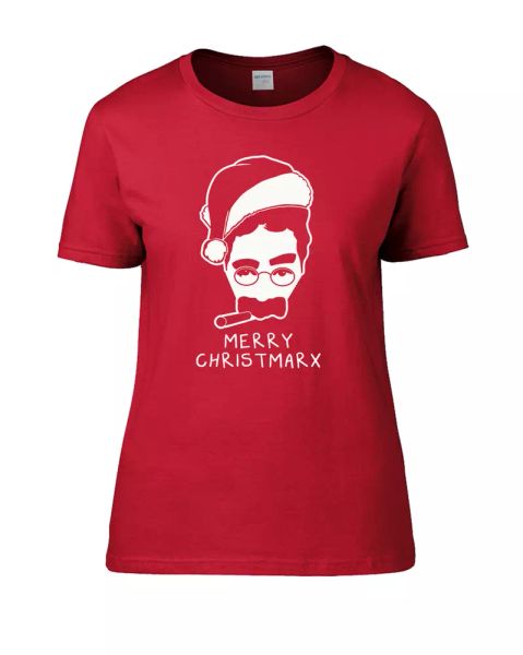 groucho christmarx- marx brothers santa- women's t-shirt, White;black
groucho christmarx- marx brothers santa- women's t-shirt, White;black