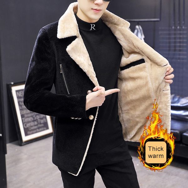 men's leather & faux fashion men's brand wool coat, collar jacket, tweed long winter, Black
men's leather & faux fashion men's brand wool coat, collar jacket, tweed long winter, Black