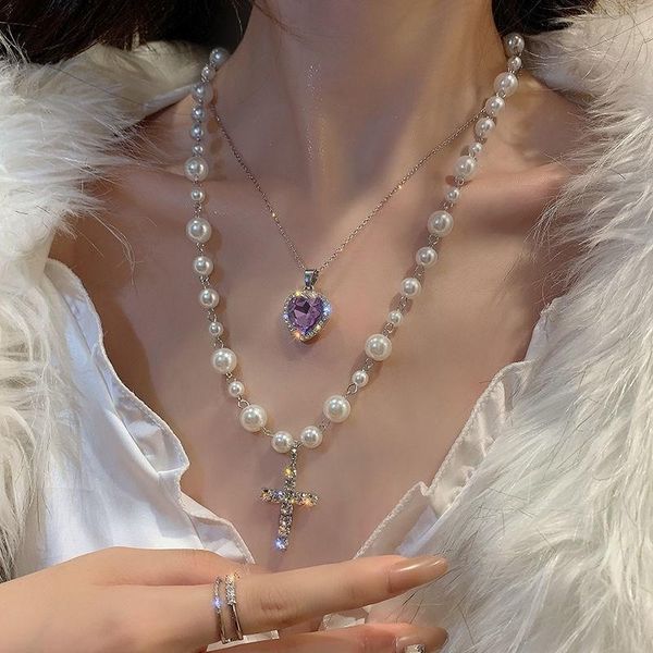 pendant necklaces bling dazzling cross crystal heart lover necklace choker for women girls pearls collar chic neck chain pendants, Silver
pendant necklaces bling dazzling cross crystal heart lover necklace choker for women girls pearls collar chic neck chain pendants, Silver