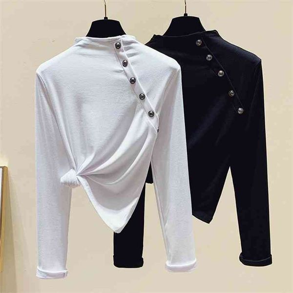 wwenn women t shirt cotton long sleeve tshirt femininant autumn spring casual button tee female korean clothing black 210507, White
wwenn women t shirt cotton long sleeve tshirt femininant autumn spring casual button tee female korean clothing black 210507, White