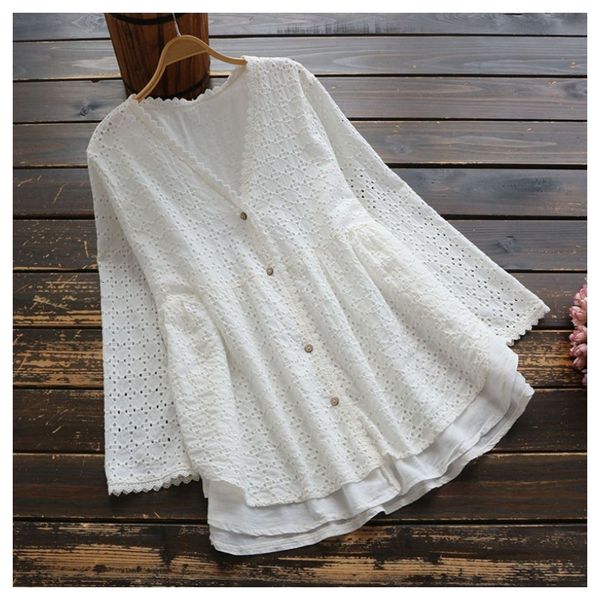 women's blouses & shirts hollow out layers long sleeve doll shirt blouse lolita cotton s29235-aq 4spn, White
women's blouses & shirts hollow out layers long sleeve doll shirt blouse lolita cotton s29235-aq 4spn, White