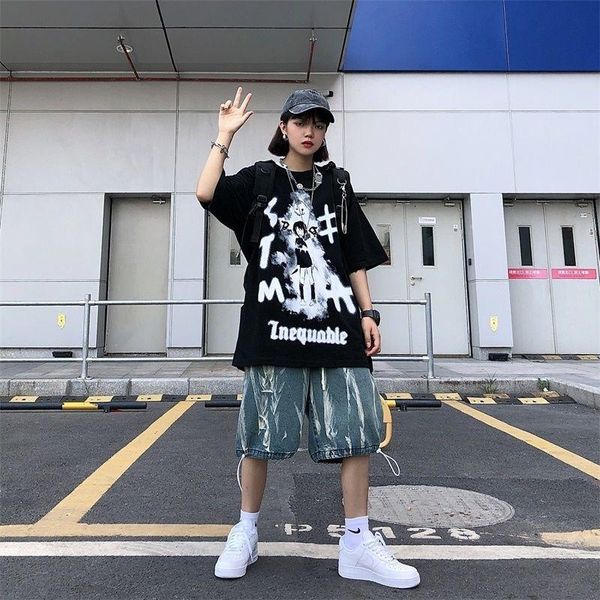 women's t-shirt cotton loose tshirt streetwear summer oversized cartoon women harajuku short sleeves tee hip hop gothic funny femme, White
women's t-shirt cotton loose tshirt streetwear summer oversized cartoon women harajuku short sleeves tee hip hop gothic funny femme, White