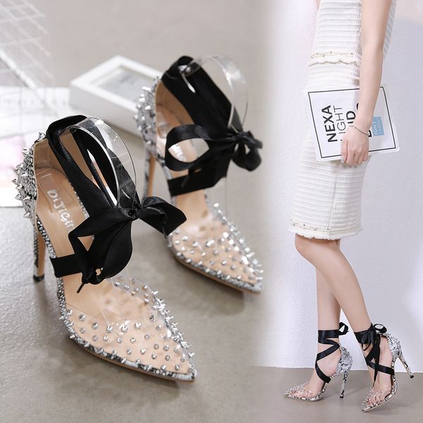 2021 summer women 12cm thin high heels rivet pumps heels shoes popular roman tie matching high-heeled sandal plus size 40, Black
2021 summer women 12cm thin high heels rivet pumps heels shoes popular roman tie matching high-heeled sandal plus size 40, Black