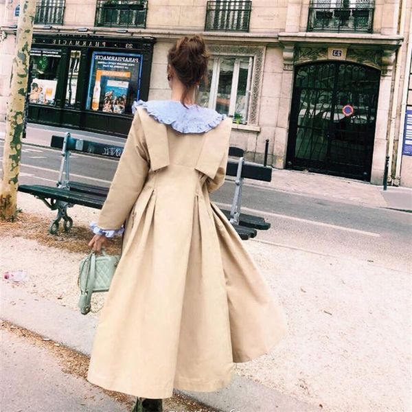 women's trench coats mew net red the same paragraph 2021 autumn khaki lace long body loose wind coat f0850, Tan;black
women's trench coats mew net red the same paragraph 2021 autumn khaki lace long body loose wind coat f0850, Tan;black