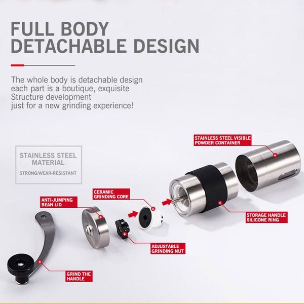 manual coffee grinders stainless steel hand-cranked grinder mini handheld silver bean inserting machine
manual coffee grinders stainless steel hand-cranked grinder mini handheld silver bean inserting machine