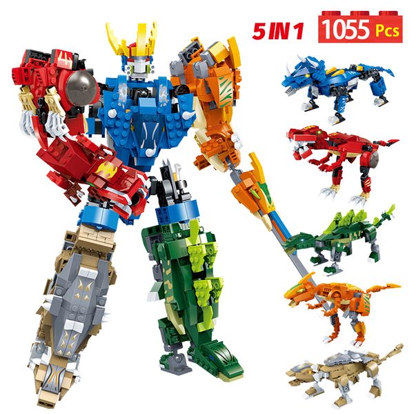 1055PCS City Transformation Dinosaur 5 in 1 Robot Bricks Technical Jurassic World Set Dinosaur Building Blocks Toys for Children
1055PCS City Transformation Dinosaur 5 in 1 Robot Bricks Technical Jurassic World Set Dinosaur Building Blocks Toys for Children