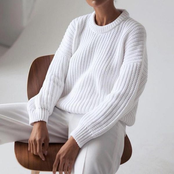 korean elegant knit sweater women autumn casual o neck long sleeve solid color loose warm jumpers pullover women's sweaters, White;black
korean elegant knit sweater women autumn casual o neck long sleeve solid color loose warm jumpers pullover women's sweaters, White;black
