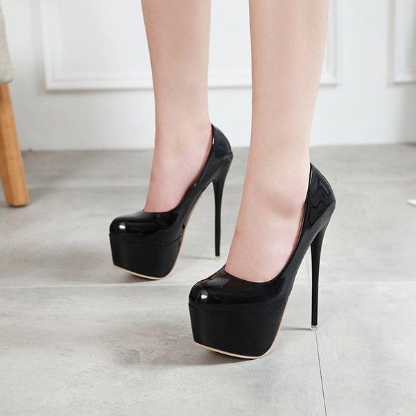 16cm super high heels women pumps platform red patent leather shoes woman elegant party wedding female dress, Black 
16cm super high heels women pumps platform red patent leather shoes woman elegant party wedding female dress, Black