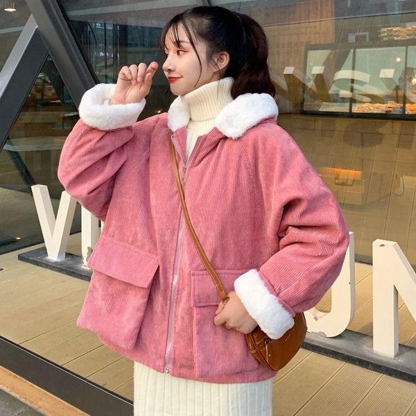 overcoat women's loose and thin cotton jacket winter thick velvet hooded long-sleeved students jackets, Black;brown
overcoat women's loose and thin cotton jacket winter thick velvet hooded long-sleeved students jackets, Black;brown
