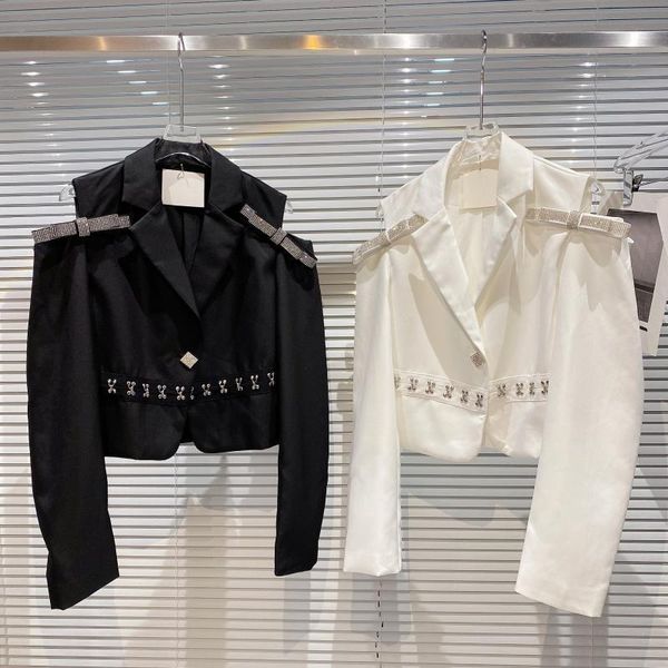 women's suits & blazers 2021 summer diamonds bow hollow shoulder short jacket suit for women long sleeve blazer office lady loose coat, White;black
women's suits & blazers 2021 summer diamonds bow hollow shoulder short jacket suit for women long sleeve blazer office lady loose coat, White;black