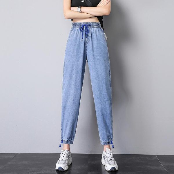 women's jeans high waist summer thin cool tencel women draped harem pants streetwear ankle length loose daddy denim trousers girls 2021, Blue
women's jeans high waist summer thin cool tencel women draped harem pants streetwear ankle length loose daddy denim trousers girls 2021, Blue