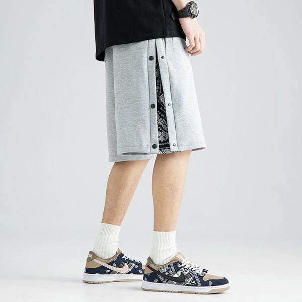 men's shorts summer casual sweatpants solid fashion hip-hop oversize large size beach pants decorative buttons, White;black 
men's shorts summer casual sweatpants solid fashion hip-hop oversize large size beach pants decorative buttons, White;black