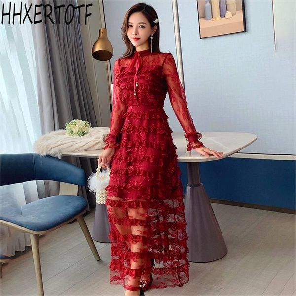 casual dresses 2021 summer runway elegant mesh lace dress women long sleeve bow hollow out layer ruffles cake party, Black;gray
casual dresses 2021 summer runway elegant mesh lace dress women long sleeve bow hollow out layer ruffles cake party, Black;gray