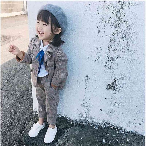 spring autumn arrival girls fashion plaid 2 pieces sets caot+pats girl set 210528, White
spring autumn arrival girls fashion plaid 2 pieces sets caot+pats girl set 210528, White