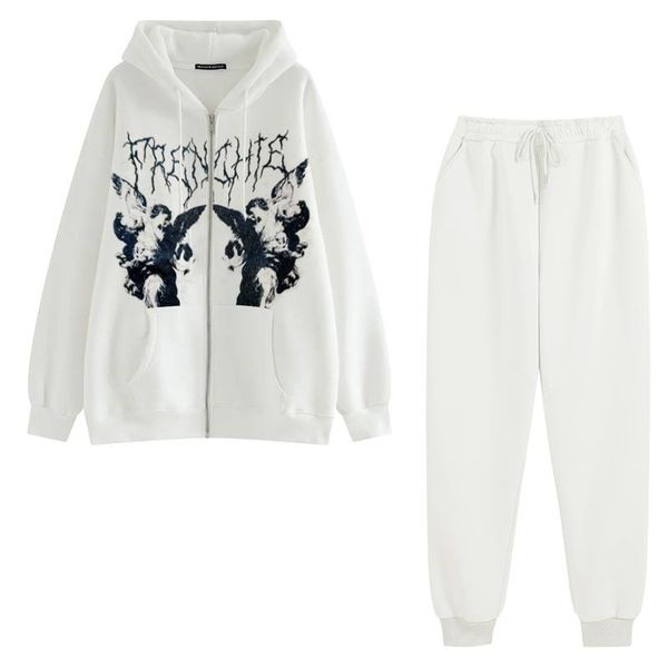 women's two piece pants women angel print 2 sets harajuku zipper hooded coat high waisted autumn pocket fleece warm oversize tracksuit, White
women's two piece pants women angel print 2 sets harajuku zipper hooded coat high waisted autumn pocket fleece warm oversize tracksuit, White