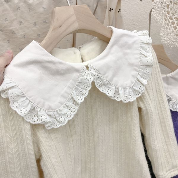2021 new winter baby girls lace peter pan collar bottoming korean style pure color kids thicken warm princess shirts, White;black
2021 new winter baby girls lace peter pan collar bottoming korean style pure color kids thicken warm princess shirts, White;black
