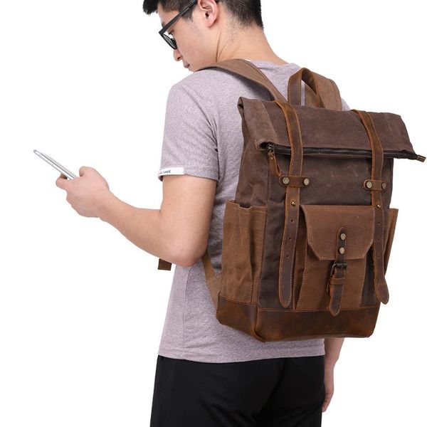 backpack nesitu vintage grey cyan coffee army green crazy horse leather canvas 14'' lapwomen men travel bag m0010
backpack nesitu vintage grey cyan coffee army green crazy horse leather canvas 14'' lapwomen men travel bag m0010